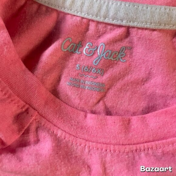 Girls Sz 6 Reversible Sequin Heart Pink Tshirt Cat & Jack - Picture 2 of 2